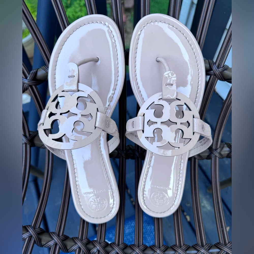 Tory Burch Miller Sandal in patent leather sea shell pink